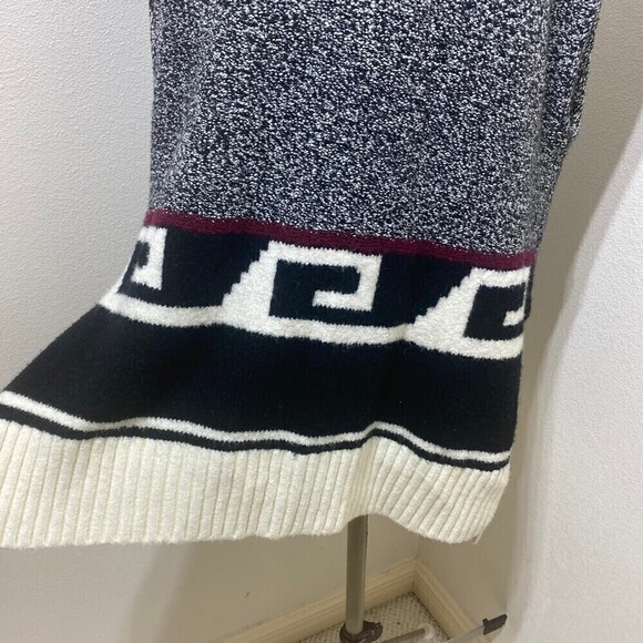 LOFT Turtle Neck Tunic Vest Sweater Size XS/S Oversized Cream/Black\Red - Picture 4 of 12
